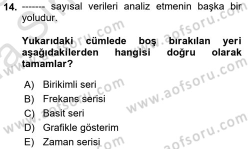 İstatistik 1 Dersi 2022 - 2023 Yılı (Vize) Ara Sınav Soruları 14. Soru
