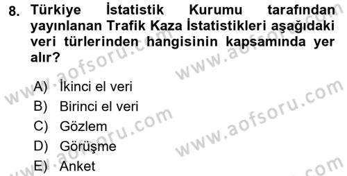İstatistik 1 Dersi 2022 - 2023 Yılı (Vize) Ara Sınav Soruları 8. Soru