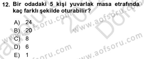 İstatistik 1 Dersi 2022 - 2023 Yılı (Final) Dönem Sonu Sınav Soruları 12. Soru