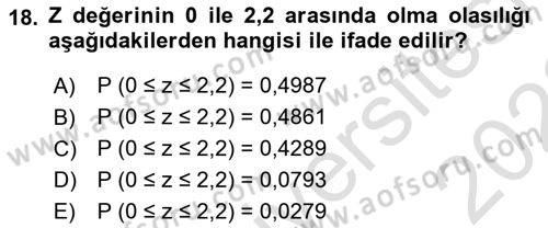 İstatistik 1 Dersi 2022 - 2023 Yılı (Final) Dönem Sonu Sınav Soruları 18. Soru