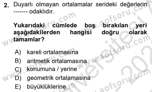 İstatistik 1 Dersi 2022 - 2023 Yılı (Final) Dönem Sonu Sınav Soruları 2. Soru
