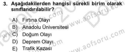 İstatistik 1 Dersi 2022 - 2023 Yılı (Final) Dönem Sonu Sınav Soruları 3. Soru