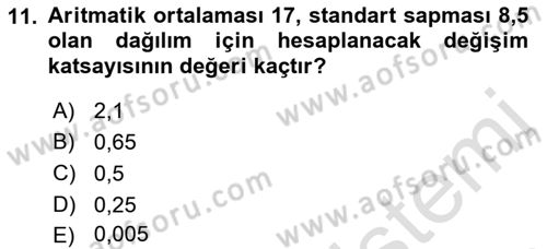 İstatistik 1 Dersi 2022 - 2023 Yılı Yaz Okulu Sınav Soruları 11. Soru