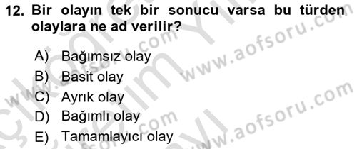 İstatistik 1 Dersi 2022 - 2023 Yılı Yaz Okulu Sınav Soruları 12. Soru