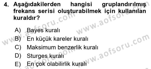 İstatistik 1 Dersi 2022 - 2023 Yılı Yaz Okulu Sınav Soruları 4. Soru