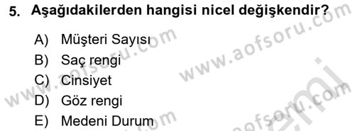 İstatistik 1 Dersi 2022 - 2023 Yılı Yaz Okulu Sınav Soruları 5. Soru