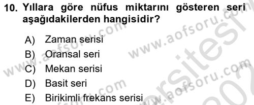 İstatistik 1 Dersi 2023 - 2024 Yılı (Vize) Ara Sınav Soruları 10. Soru