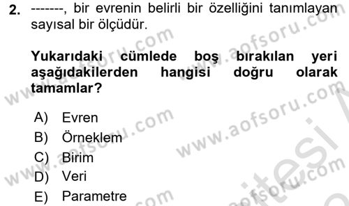 İstatistik 1 Dersi 2023 - 2024 Yılı (Vize) Ara Sınav Soruları 2. Soru
