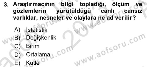 İstatistik 1 Dersi 2023 - 2024 Yılı (Vize) Ara Sınav Soruları 3. Soru