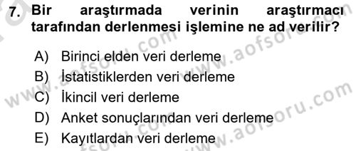 İstatistik 1 Dersi 2023 - 2024 Yılı (Vize) Ara Sınav Soruları 7. Soru