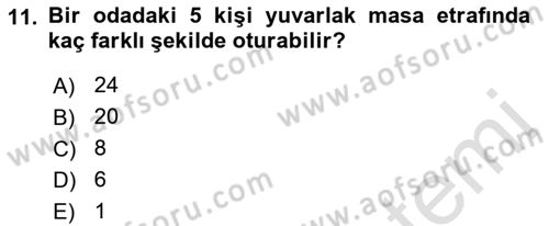 İstatistik 1 Dersi 2023 - 2024 Yılı (Final) Dönem Sonu Sınav Soruları 11. Soru