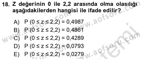 İstatistik 1 Dersi 2023 - 2024 Yılı (Final) Dönem Sonu Sınav Soruları 18. Soru