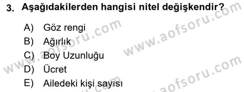 İstatistik 1 Dersi 2023 - 2024 Yılı (Final) Dönem Sonu Sınav Soruları 3. Soru