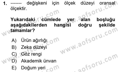 İstatistik 1 Dersi 2023 - 2024 Yılı Yaz Okulu Sınav Soruları 1. Soru