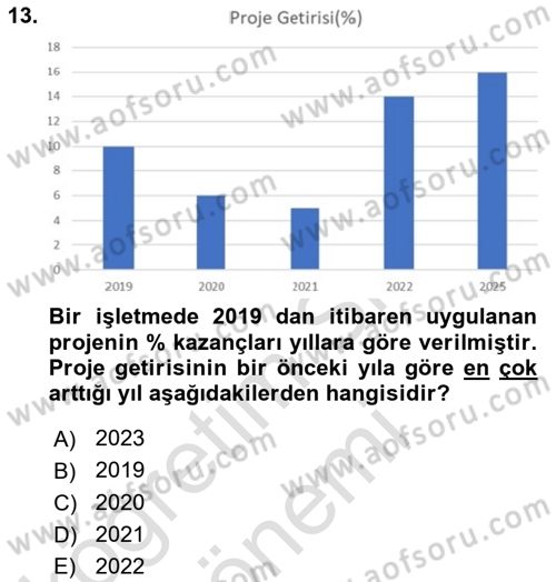 İstatistik 1 Dersi 2024 - 2025 Yılı (Vize) Ara Sınav Soruları 13. Soru
