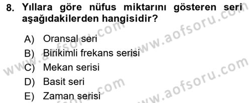 İstatistik 1 Dersi 2024 - 2025 Yılı (Vize) Ara Sınav Soruları 8. Soru