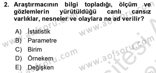 İstatistik 1 Dersi 2024 - 2025 Yılı (Final) Dönem Sonu Sınav Soruları 2. Soru