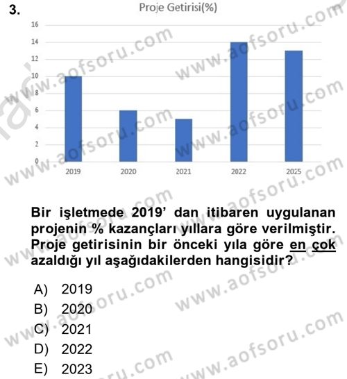 İstatistik 1 Dersi 2024 - 2025 Yılı (Final) Dönem Sonu Sınav Soruları 3. Soru