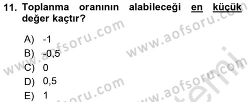 İstatistik 1 Dersi 2024 - 2025 Yılı Yaz Okulu Sınav Soruları 11. Soru