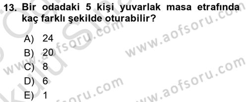 İstatistik 1 Dersi 2024 - 2025 Yılı Yaz Okulu Sınav Soruları 13. Soru