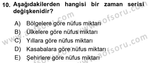 İstatistik 1 Dersi 2025 - 2026 Yılı (Vize) Ara Sınav Soruları 10. Soru