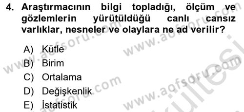 İstatistik 1 Dersi 2025 - 2026 Yılı (Vize) Ara Sınav Soruları 4. Soru