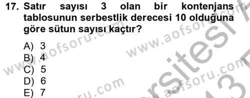 İstatistik 2 Dersi 2012 - 2013 Yılı (Vize) Ara Sınav Soruları 17. Soru