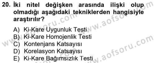 İstatistik 2 Dersi 2012 - 2013 Yılı (Vize) Ara Sınav Soruları 20. Soru