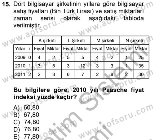 İstatistik 2 Dersi 2012 - 2013 Yılı (Final) Dönem Sonu Sınavı 15. Soru