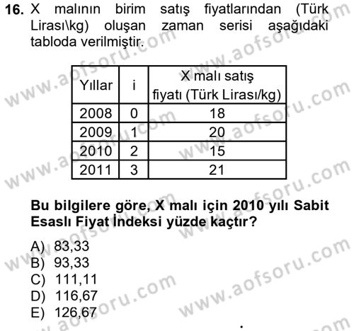 İstatistik 2 Dersi 2012 - 2013 Yılı (Final) Dönem Sonu Sınavı 16. Soru