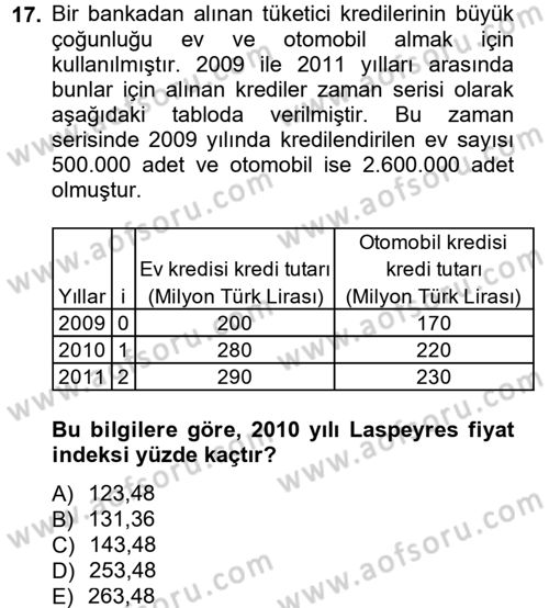 İstatistik 2 Dersi 2012 - 2013 Yılı (Final) Dönem Sonu Sınavı 17. Soru