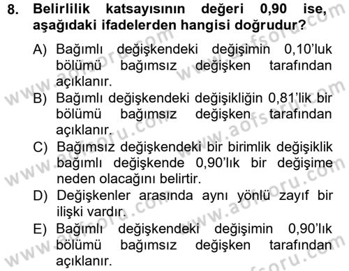 İstatistik 2 Dersi 2012 - 2013 Yılı (Final) Dönem Sonu Sınavı 8. Soru