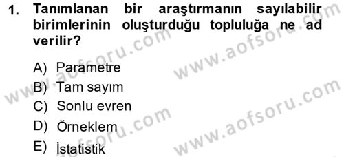 İstatistik 2 Dersi 2013 - 2014 Yılı (Vize) Ara Sınavı 1. Soru