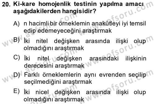 İstatistik 2 Dersi 2013 - 2014 Yılı (Vize) Ara Sınavı 20. Soru