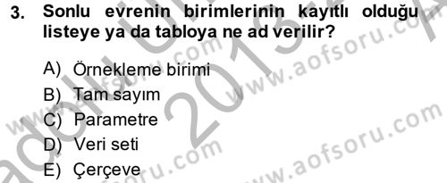 İstatistik 2 Dersi 2013 - 2014 Yılı (Vize) Ara Sınavı 3. Soru