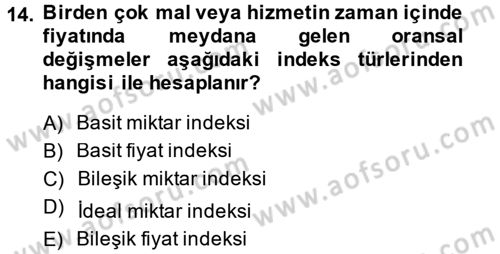 İstatistik 2 Dersi 2013 - 2014 Yılı (Final) Dönem Sonu Sınav Soruları 14. Soru