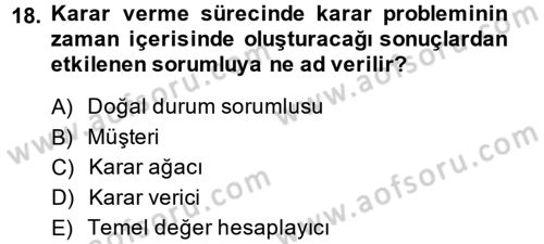 İstatistik 2 Dersi 2013 - 2014 Yılı (Final) Dönem Sonu Sınav Soruları 18. Soru