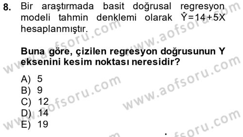 İstatistik 2 Dersi 2013 - 2014 Yılı (Final) Dönem Sonu Sınav Soruları 8. Soru
