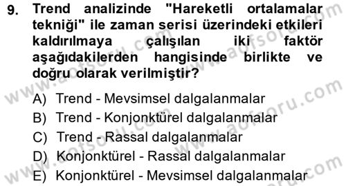 İstatistik 2 Dersi 2013 - 2014 Yılı (Final) Dönem Sonu Sınav Soruları 9. Soru