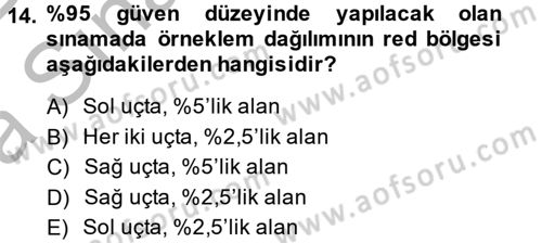 İstatistik 2 Dersi 2014 - 2015 Yılı (Vize) Ara Sınav Soruları 14. Soru
