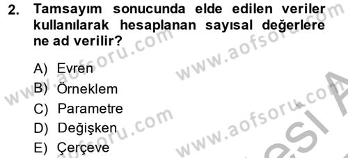 İstatistik 2 Dersi 2014 - 2015 Yılı (Vize) Ara Sınav Soruları 2. Soru