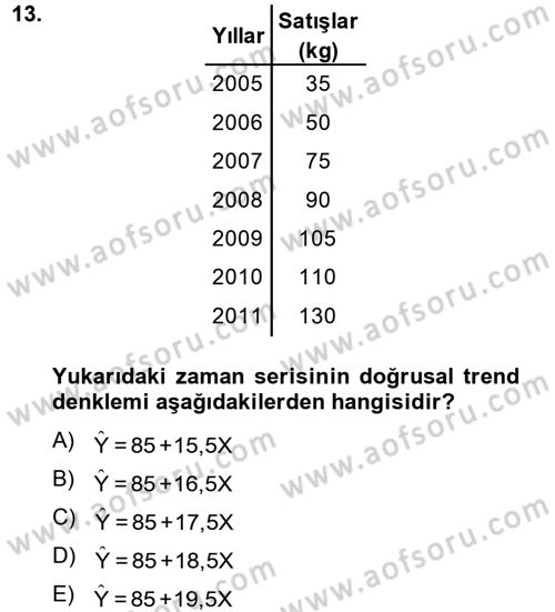 İstatistik 2 Dersi 2014 - 2015 Yılı (Final) Dönem Sonu Sınav Soruları 13. Soru
