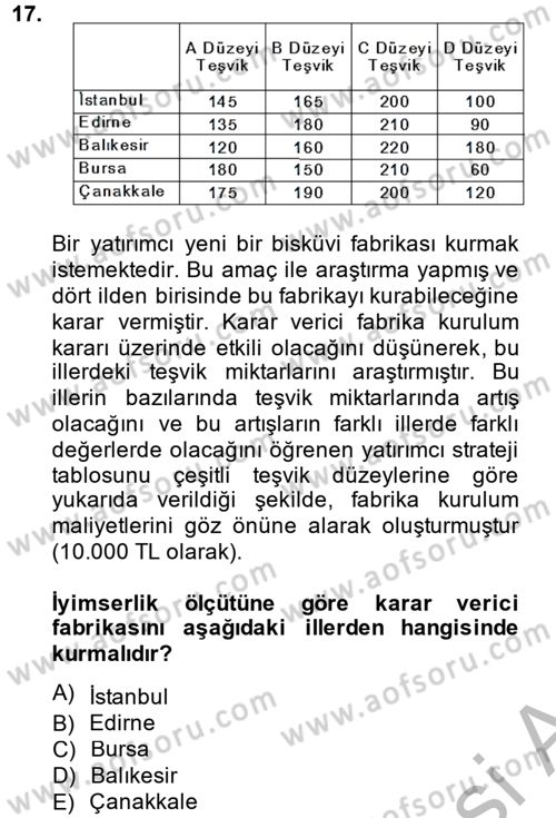 İstatistik 2 Dersi 2014 - 2015 Yılı (Final) Dönem Sonu Sınav Soruları 17. Soru