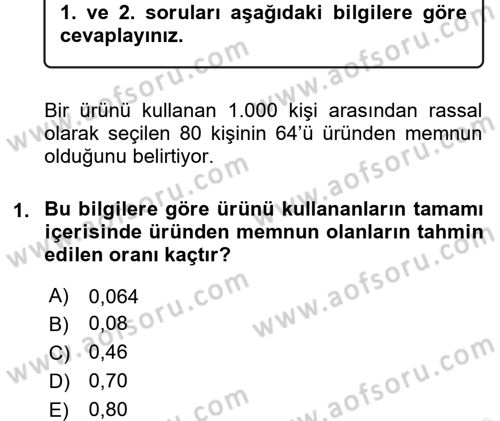 İstatistik 2 Dersi 2015 - 2016 Yılı (Vize) Ara Sınav Soruları 1. Soru