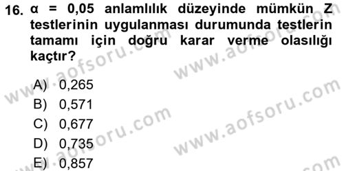 İstatistik 2 Dersi 2015 - 2016 Yılı (Vize) Ara Sınavı 16. Soru
