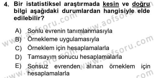 İstatistik 2 Dersi 2015 - 2016 Yılı (Vize) Ara Sınav Soruları 4. Soru