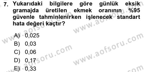 İstatistik 2 Dersi 2015 - 2016 Yılı (Vize) Ara Sınav Soruları 7. Soru