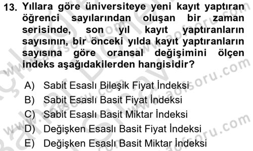 İstatistik 2 Dersi 2015 - 2016 Yılı (Final) Dönem Sonu Sınav Soruları 13. Soru