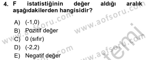 İstatistik 2 Dersi 2016 - 2017 Yılı 3 Ders Sınavı 4. Soru