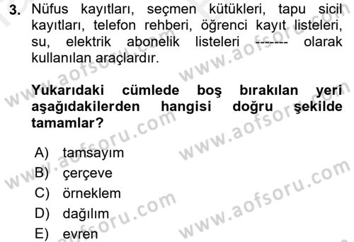 İstatistik 2 Dersi 2017 - 2018 Yılı (Vize) Ara Sınav Soruları 3. Soru